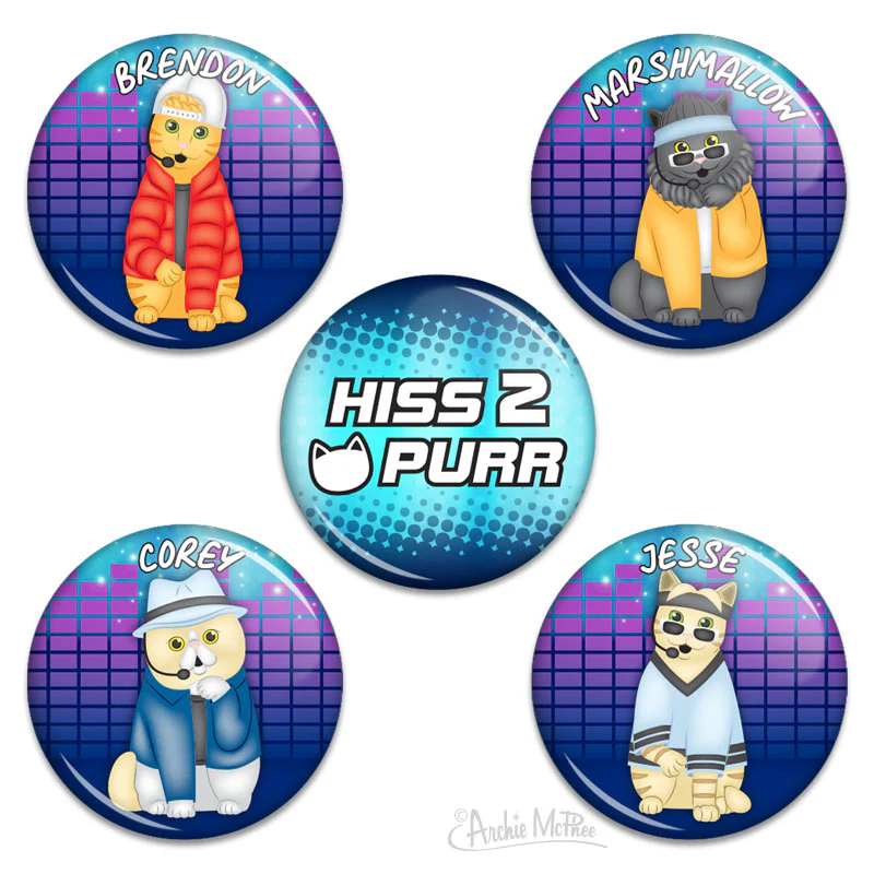 Boy Band Cats Buttons