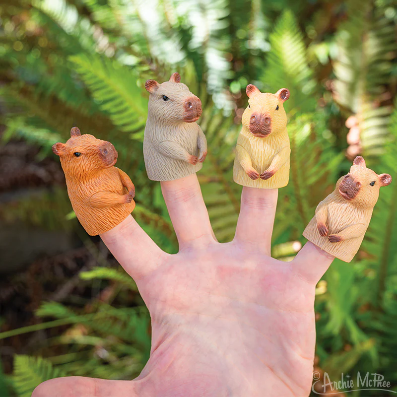 Finger Capybaras - Set of 4 Capybara Finger Puppets - Image 2