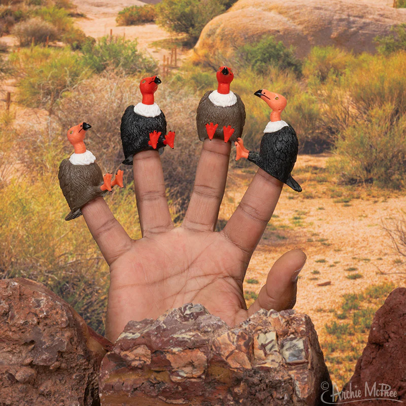 Finger Vultures - Set of 4 Vulture Finger Puppets - Image 2